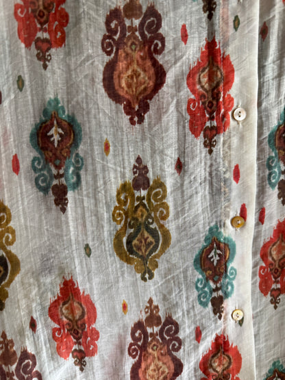 Lightweight Bohemian Printed Shirt-  BROWN, ORANGE, TEAL