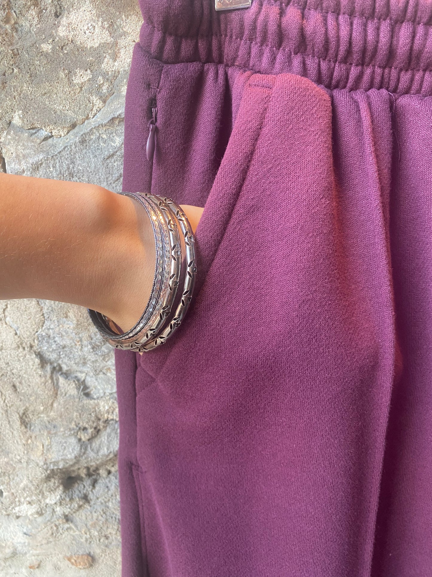 Wide Leg Cotton Lounge Pants - Burgundy