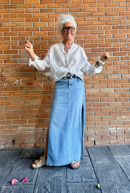 Lightweight Semi-Sheer Button Front Shirt - WHITE