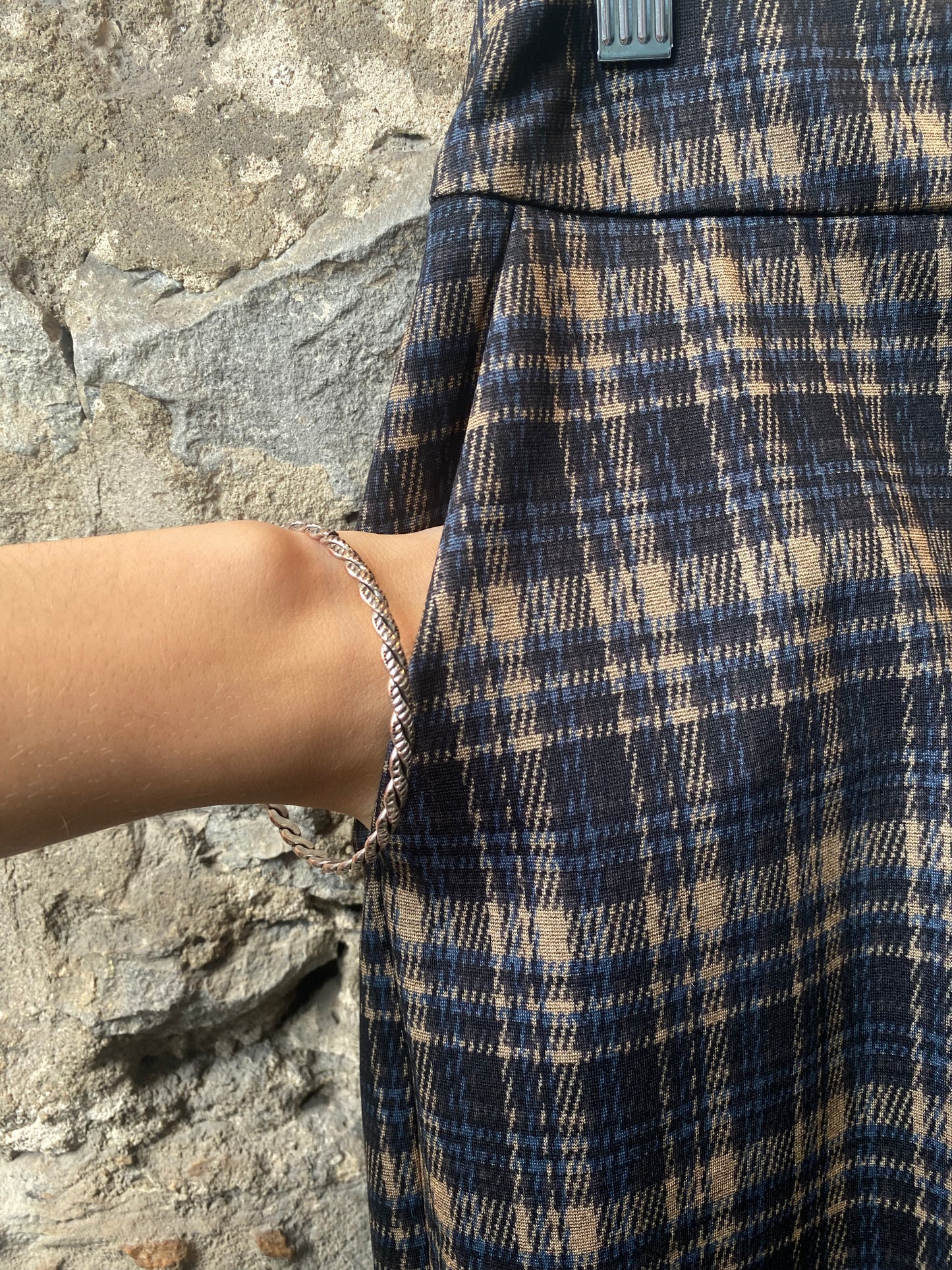 Plaid Wide Leg Cropped Ponte Pants