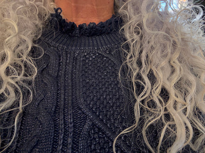 100% Cotton Navy Metallic Cable Sweater Vest