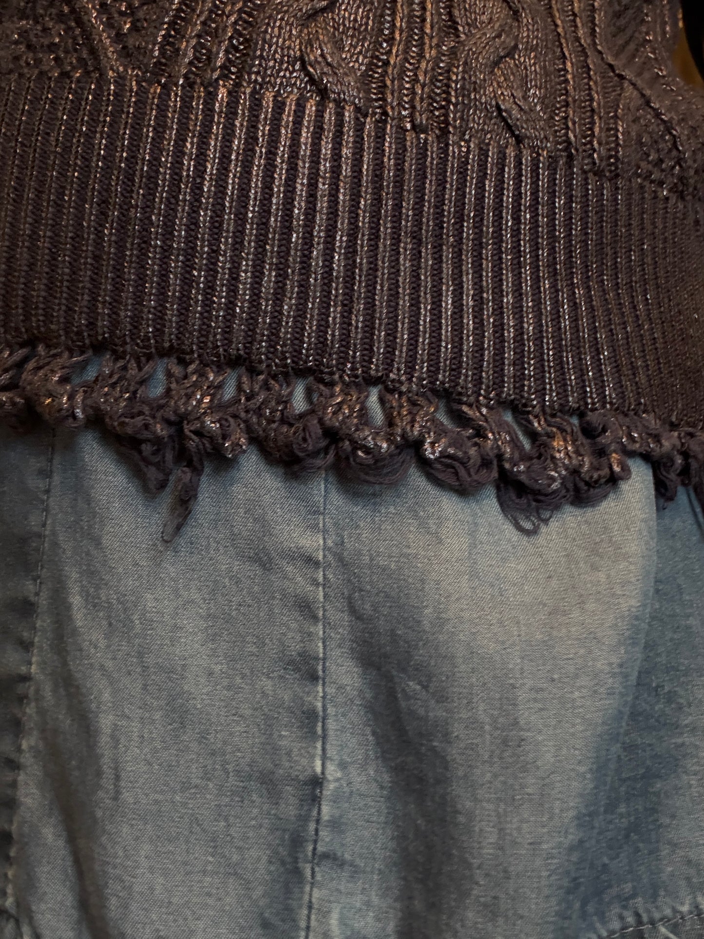 100% Cotton Navy Metallic Cable Sweater Vest