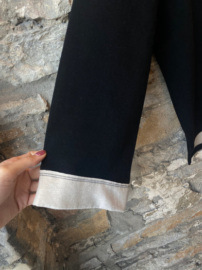 V-neck Sweater and Straight Leg Pant 2pc SET- BLACK and LIGHT TAUPE