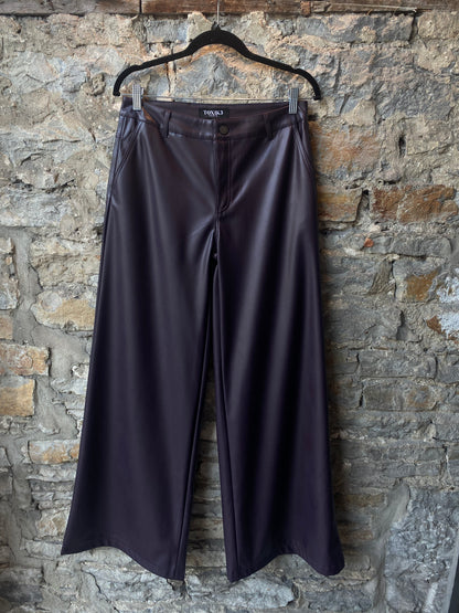 Wide Leg Pleather Pants WITH POCKETS - PURPLE