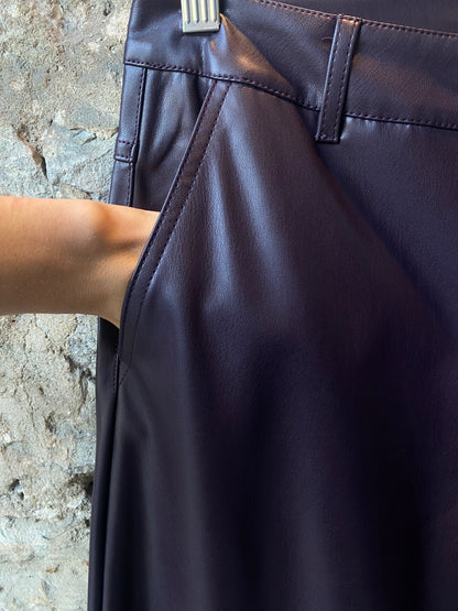 Wide Leg Pleather Pants WITH POCKETS - PURPLE