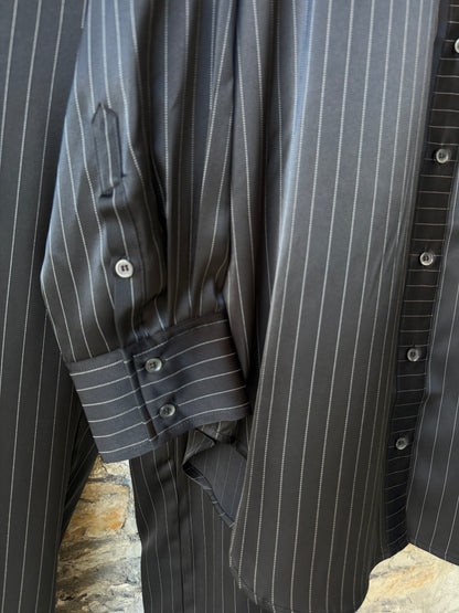 Silky Pinstripe Shirt - Black and White