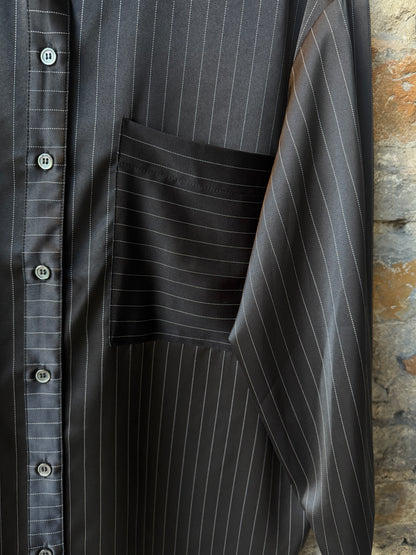 Silky Pinstripe Mens Inspired Pant with Pockets- Black and White