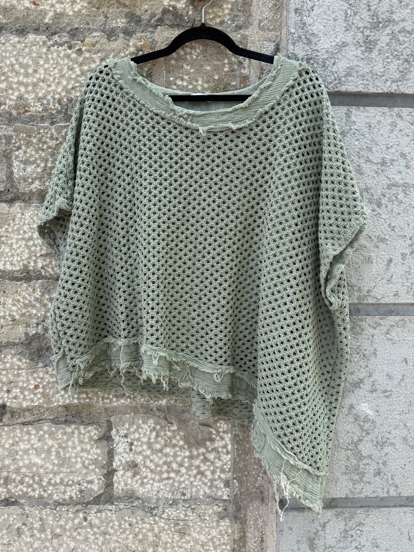 100% Cotton Asymmetrical Top - SAGE GREEN