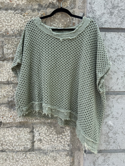 100% Cotton Asymmetrical Top - SAGE GREEN