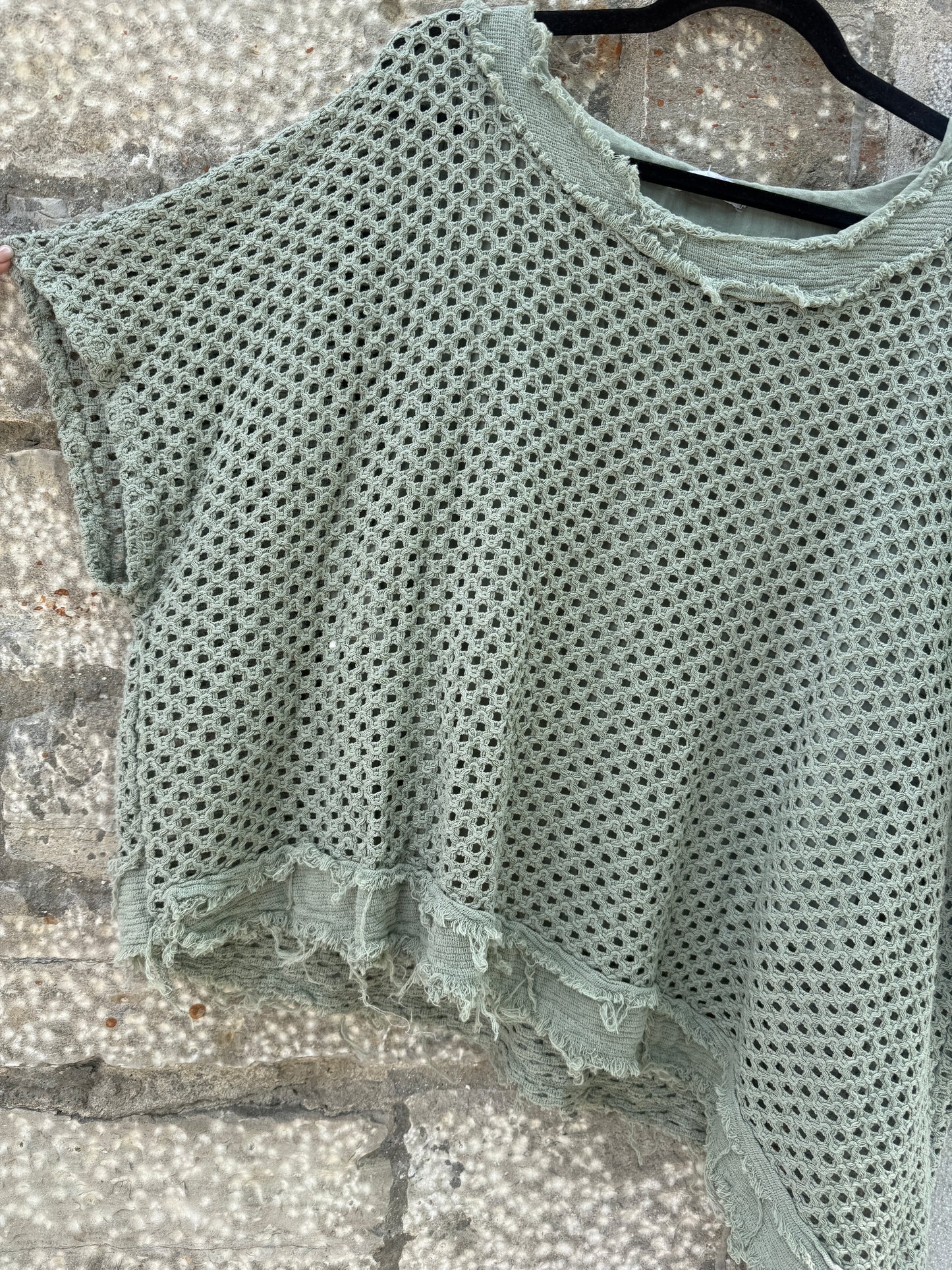 100% Cotton Asymmetrical Top - SAGE GREEN