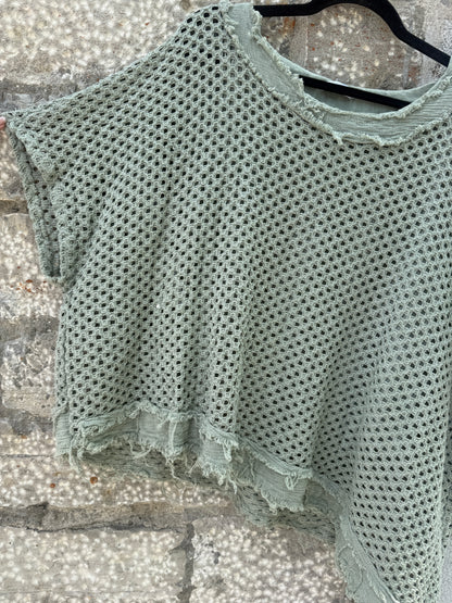 100% Cotton Asymmetrical Top - SAGE GREEN