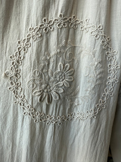 100% Cotton Boho Loose Wide Leg Pant with Pockets and Lace Detail- Sand
