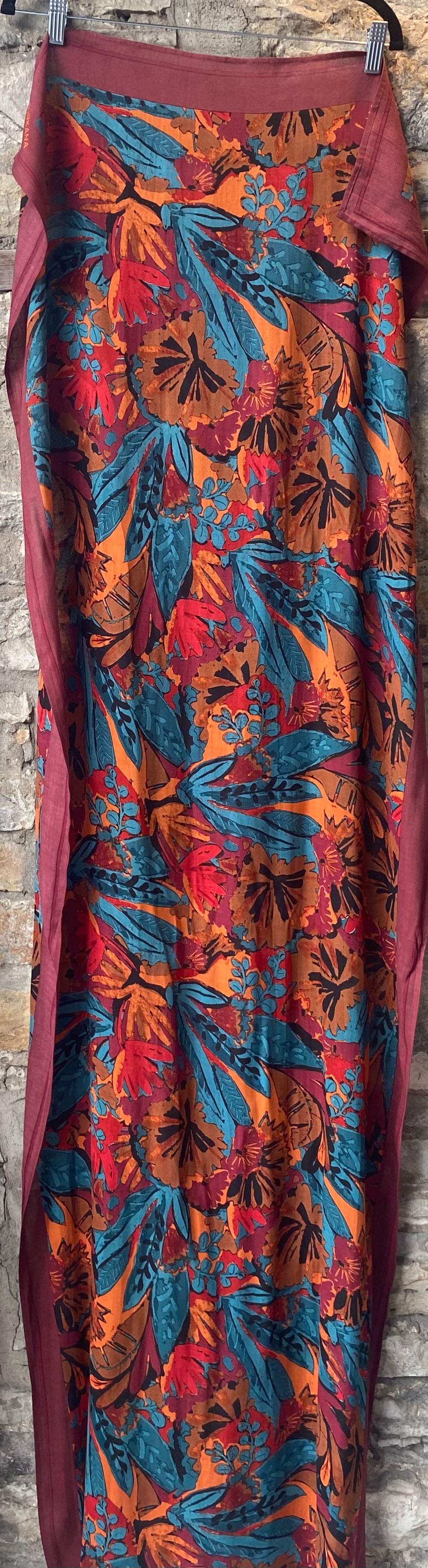 Maroon Jungle Print Scarf