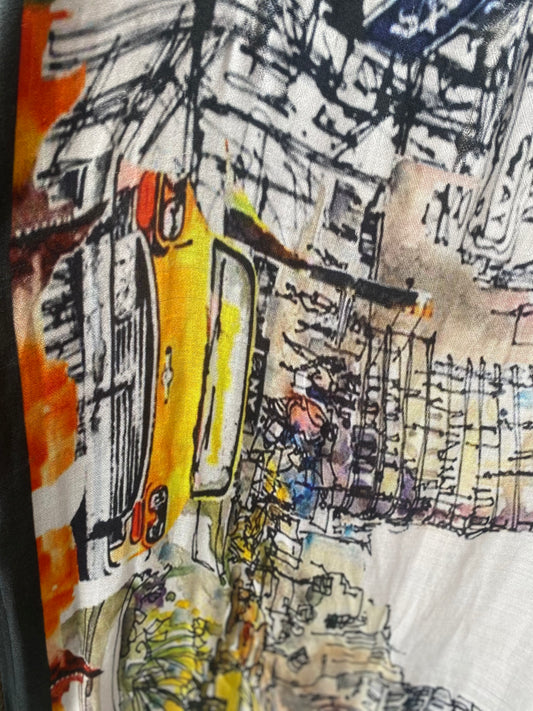 New York City Scape Wool/Silk Printed Scarf