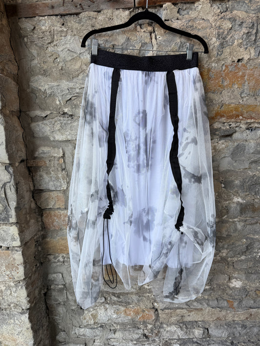 Black and White Tulle Skirt with drawstring detail