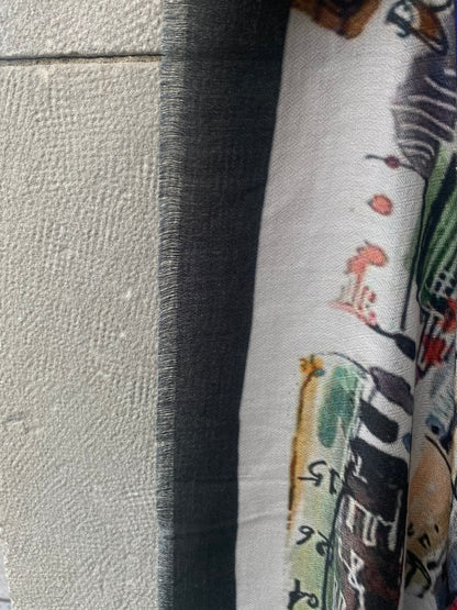 New York City Scape Wool/Silk Printed Scarf