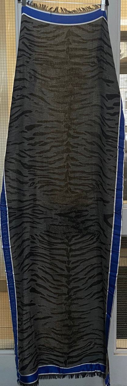 Black and Dark Grey Animal Print Scarf