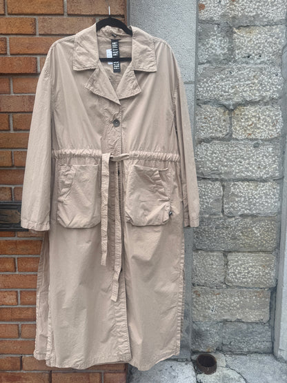 100% Cotton Long Trench Coat- BEIGE