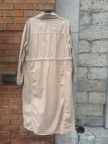 100% Cotton Long Trench Coat- BEIGE