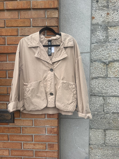 100% Cotton Light Weight Cropped Trench Coat- BEIGE