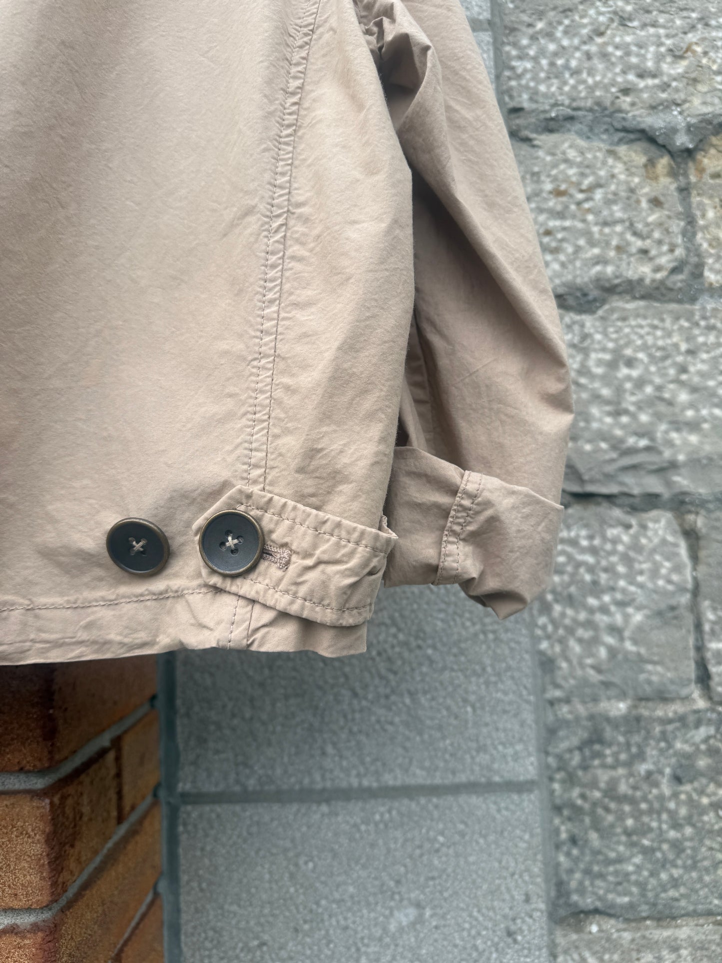 100% Cotton Light Weight Cropped Trench Coat- BEIGE