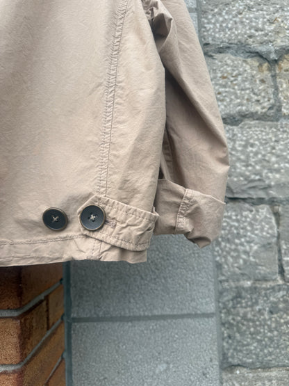 100% Cotton Light Weight Cropped Trench Coat- BEIGE