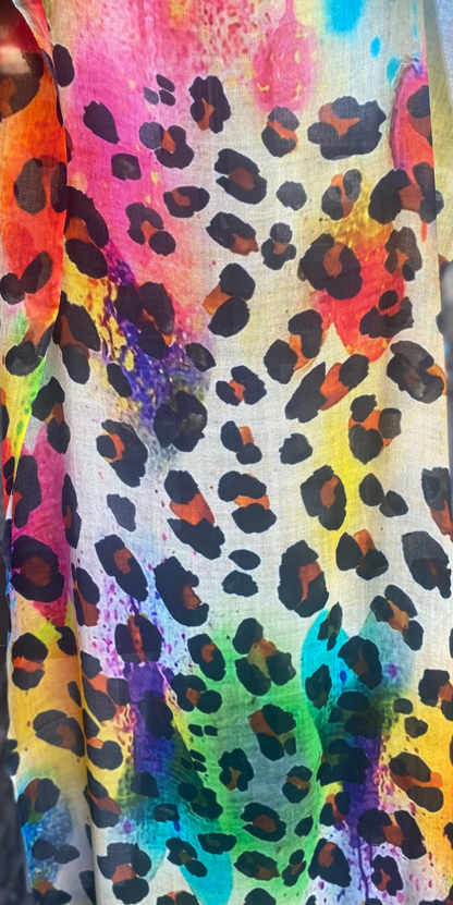 Multicolour Cotton Animal Print Scarf
