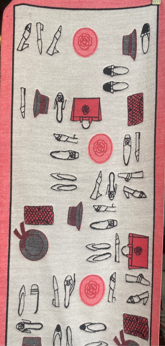Reversible Black and Pink Fashion Print Scarf