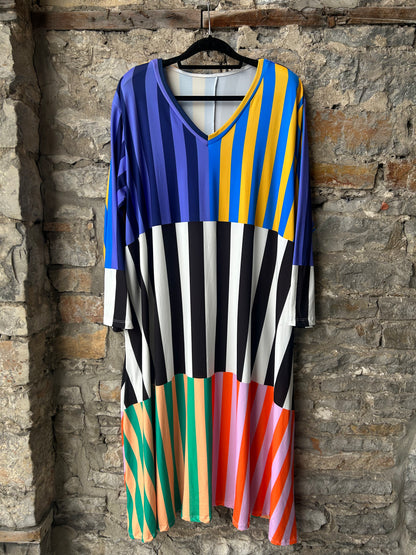 Multi Coloured Striped Oversized Kaftan ONE SIZE