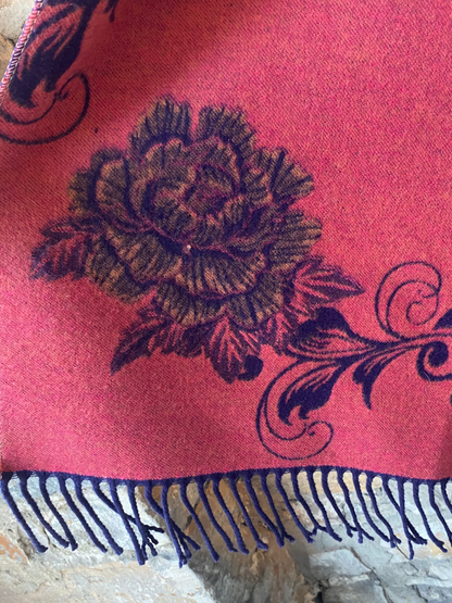 Reversible Floral Scarf with fringe