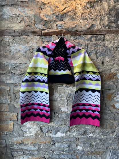 Black and Multicolour Chevron Knit 2pc Winter Set