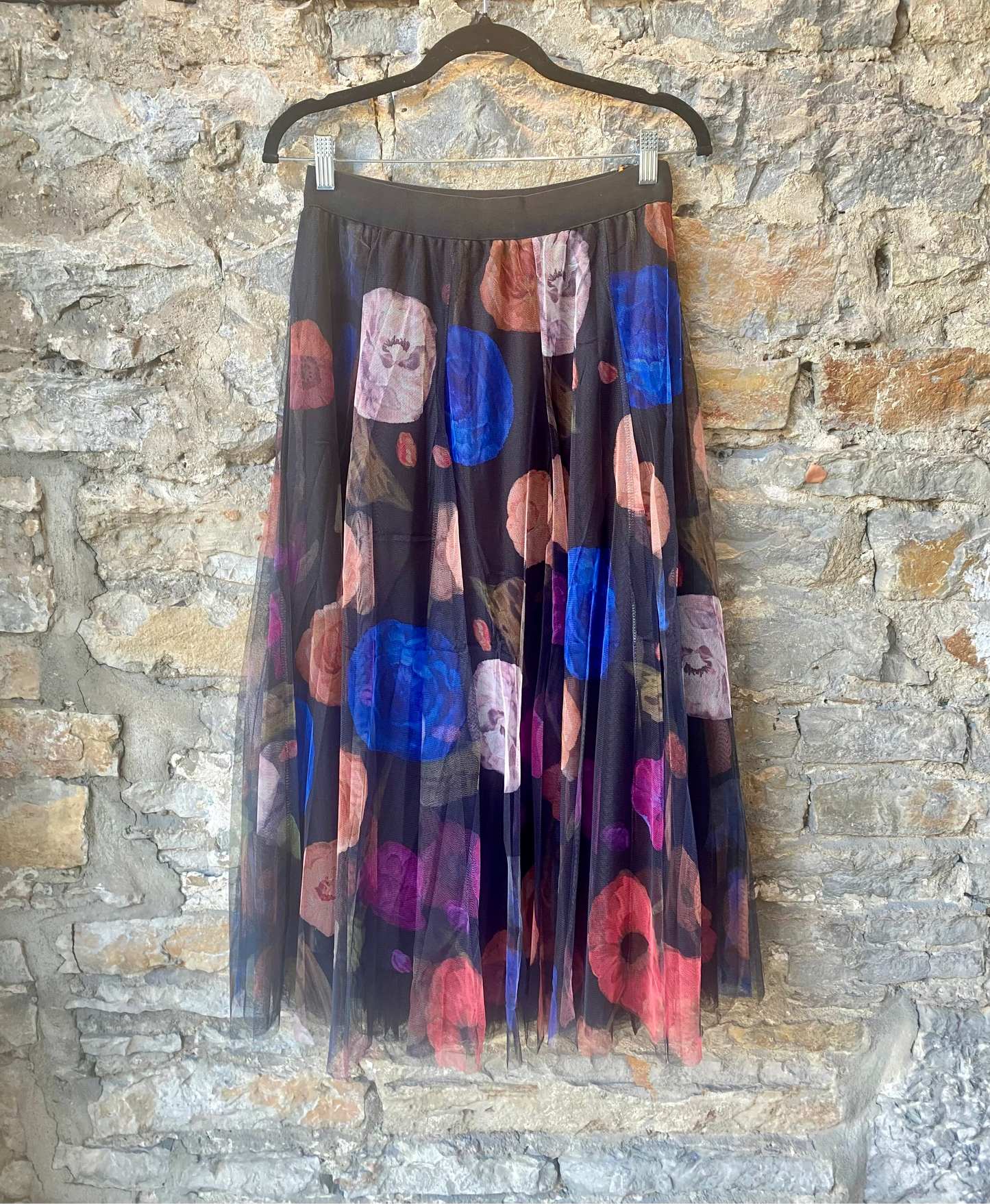 Reversible Multicolour Floral Tulle Skirt