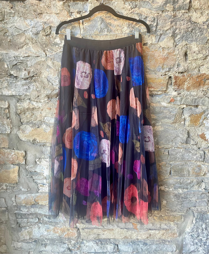 Reversible Multicolour Floral Tulle Skirt