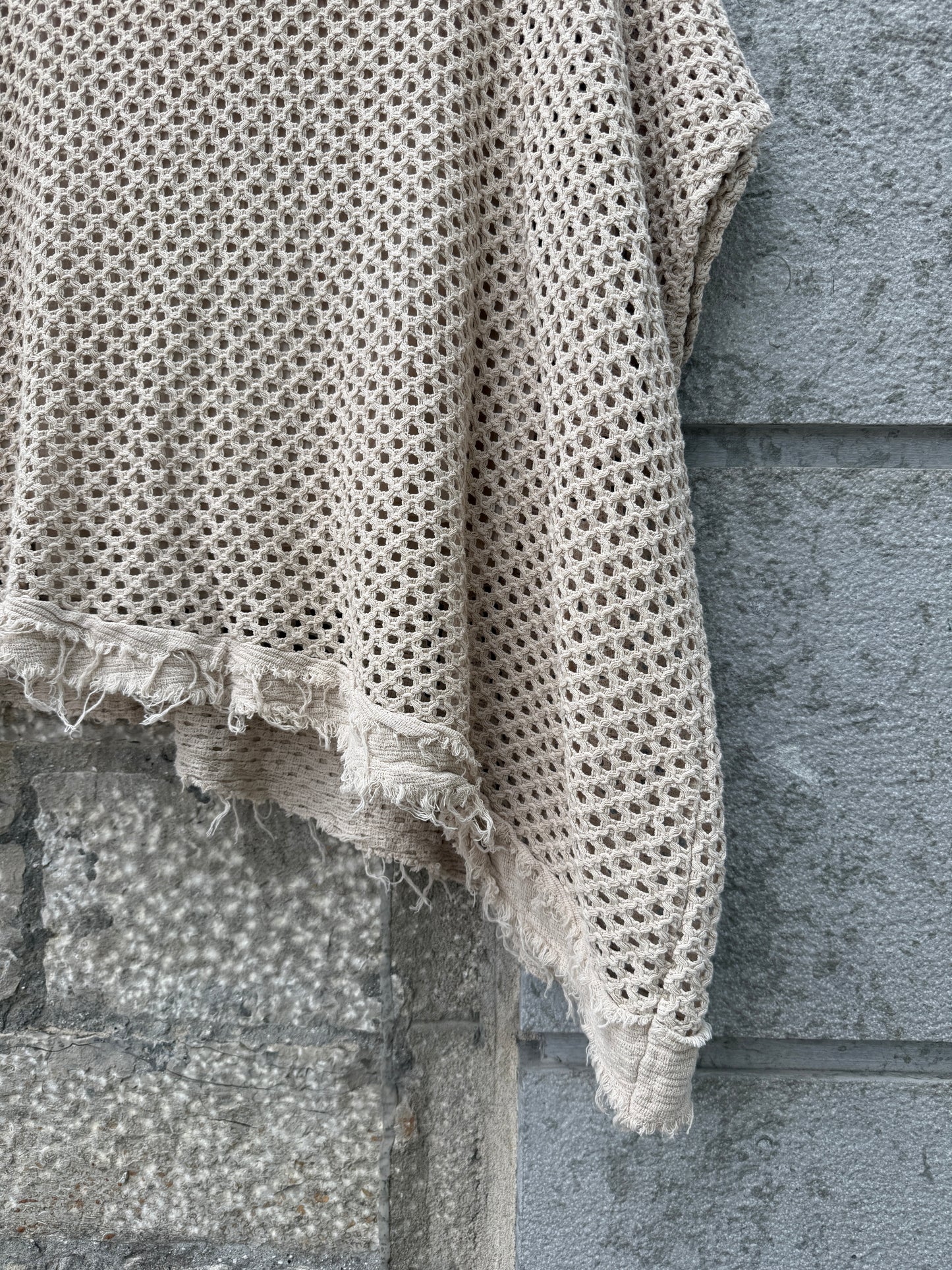 100% Cotton Knit Asymmetrical Top - BEIGE