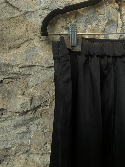 Black Satin Skirt with Lace Trim