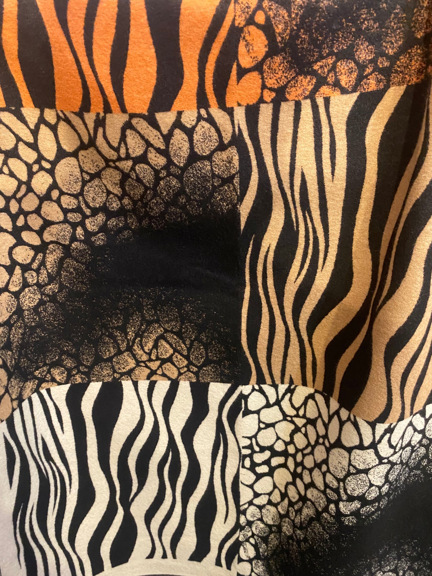 Mixed Animal Print Long Scarf - Tan, Black, Rust, Grey