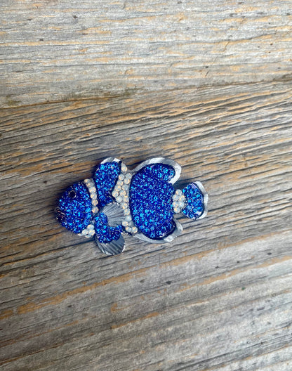 Blue Clown Fish Brooch with Bail