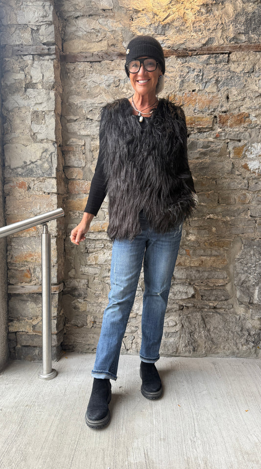 Shag Faux Fur Vest- BLACK