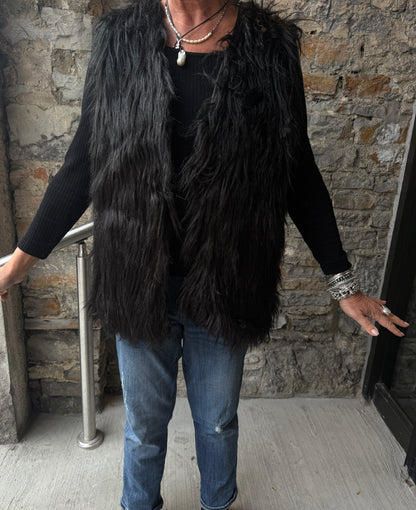 Shag Faux Fur Vest- BLACK