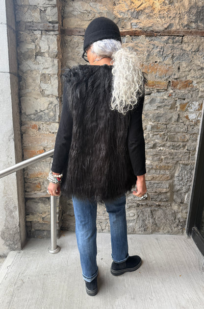Shag Faux Fur Vest- BLACK