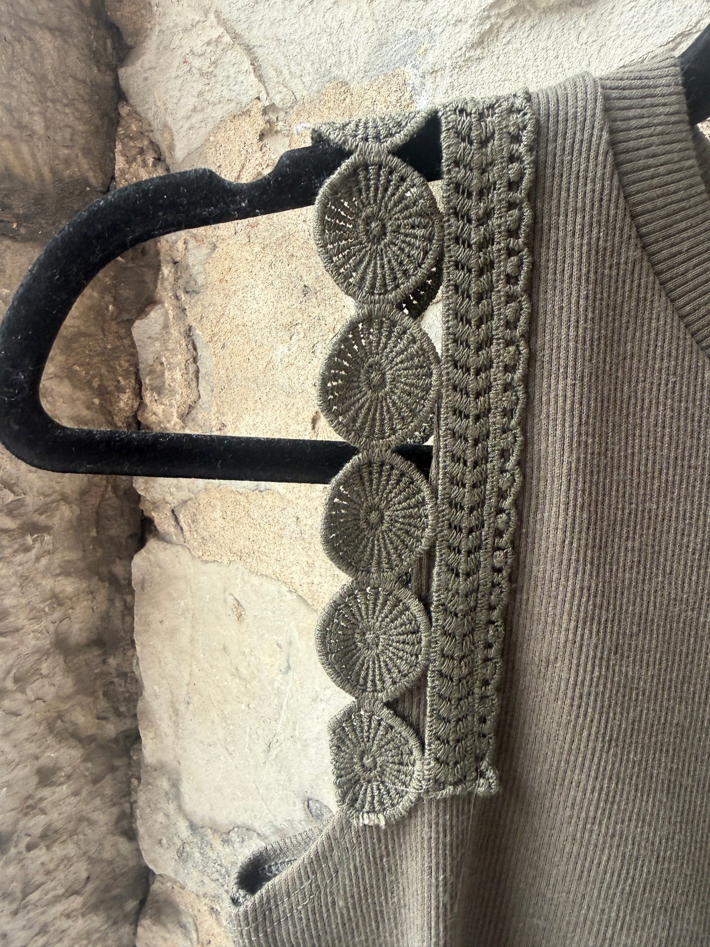 Ribbed Cotton Tank with Shoulder Detail- OLIVE