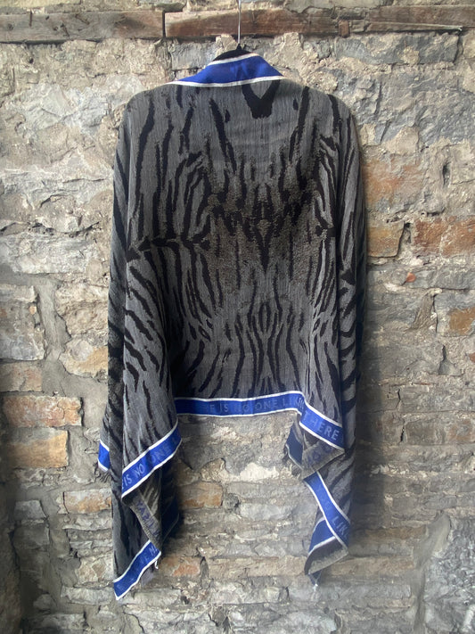 Black and Dark Grey Animal Print Scarf