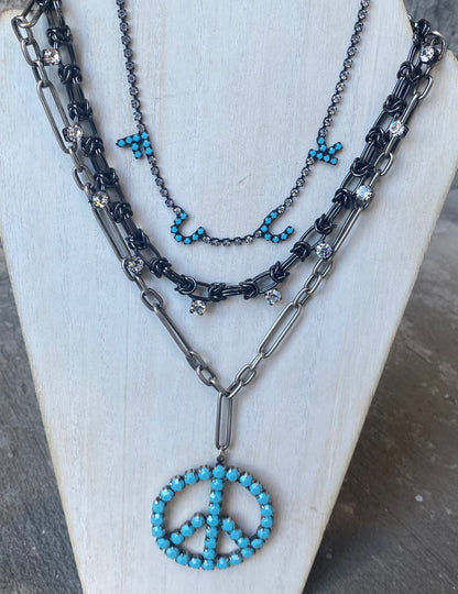 F#ck Necklace - Turquoise and Gunmetal