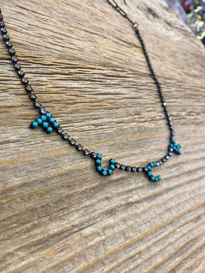 F#ck Necklace - Turquoise and Gunmetal