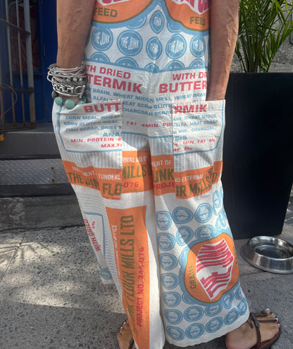 100% Cotton Overalls -VINTAGE FLOUR PRINT