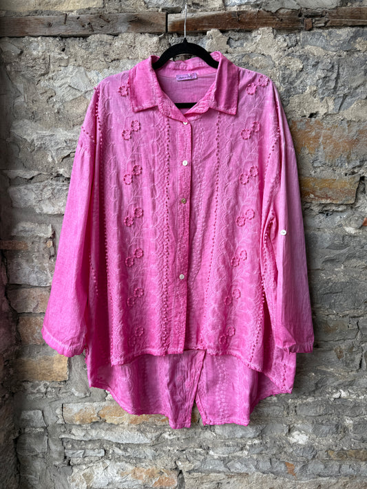 100% Cotton Oversized Pink Shirt