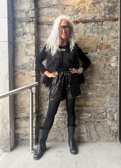 One Size Black Sequin Shorts