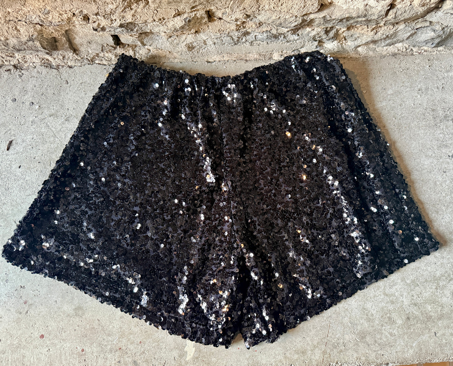 One Size Black Sequin Shorts