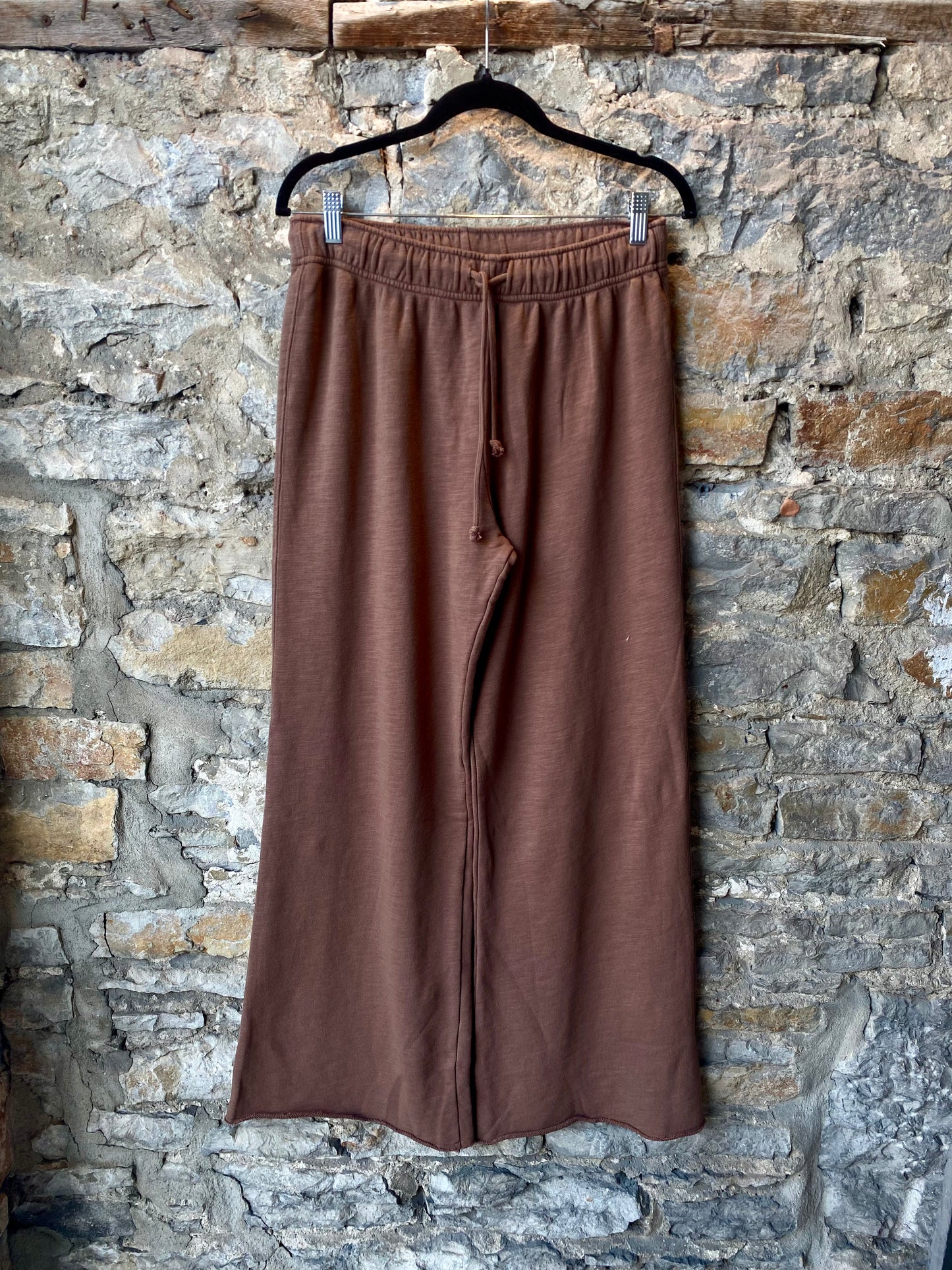 100% Cotton Wide Leg Sweat Pant- BROWN