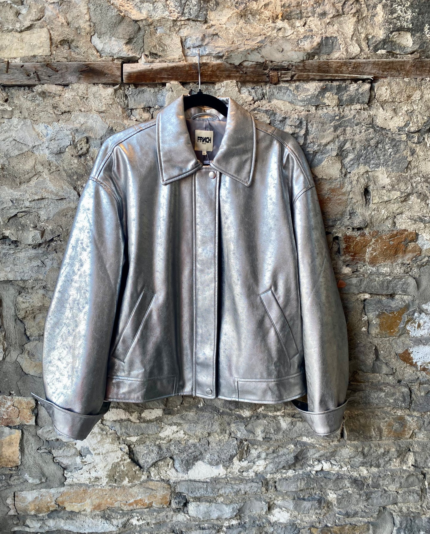 Pleather Short Jacket - SILVER